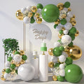LOVESTOWN 150PCS Green White Gold Balloons Different Size of 18 12 10 5Inch | by Lovestown