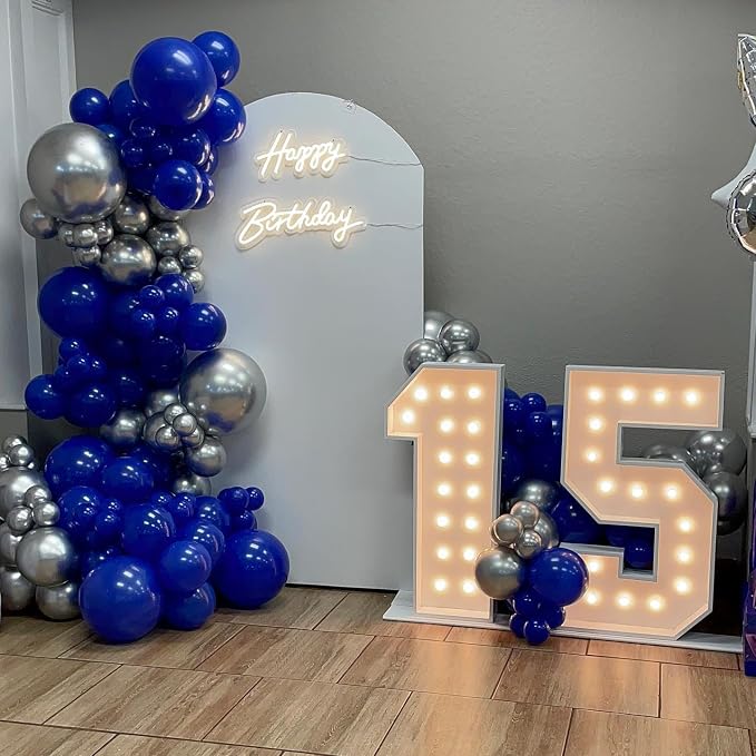 Blue and Silver Balloons Garland Arch Kit - Image 4
