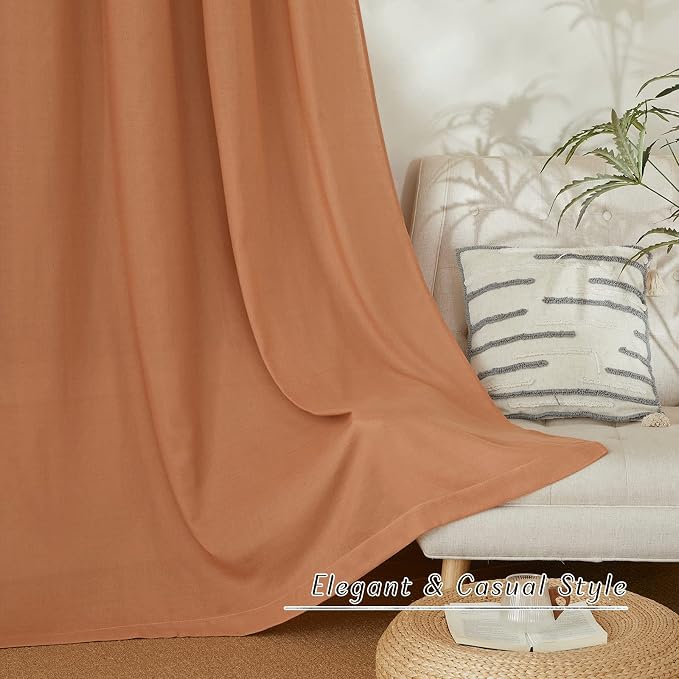 NICETOWN Burnt Orange Linen Kitchen Curtains 36 inch Length, Decorative Thick - Image 5