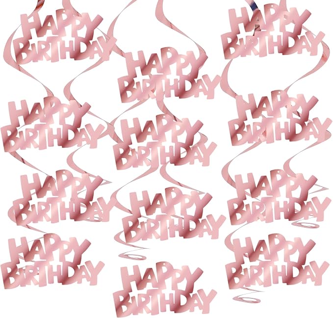 BEISHIDA 12 Pcs Happy Birthday Hanging Swirl Decorations, Birthday Party by Beishida