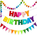 3 Pcs Pre-Strung Reusable Happy Birthday Banner, Handmade Wool Felt Ball Garland by Unknown