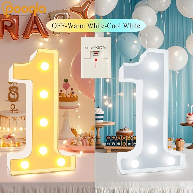 Pooqla 70th Birthday Decoration for Woman Man, Decorative LED Light Up Numbers, Marquee Numbers 70 Sign for Party Backdrop 70th Wedding Anniversary Decor, Warm White and Cool White Number 70