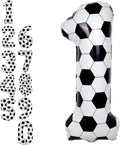 40 Inch Soccer Number 1 Balloons, Large White Soccer Foil 1 Balloon Numbers by Froova