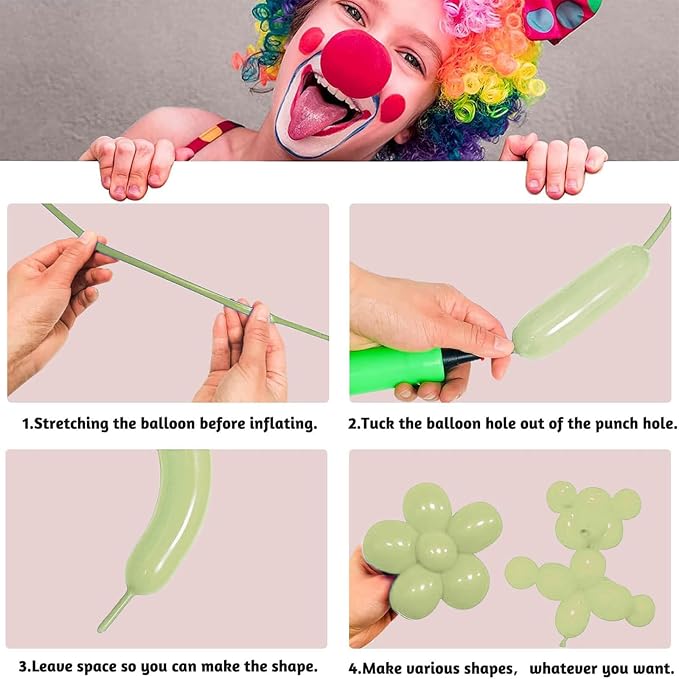 Avocado Green Long Balloons Premium 260 Twisting Balloons Animals Magic - Image 5