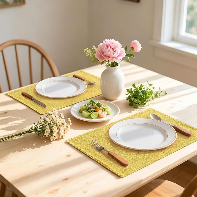 Homaxy Cloths Placemats for Dining Table Set of 4, Mustard Yellow | Heat - Image 5