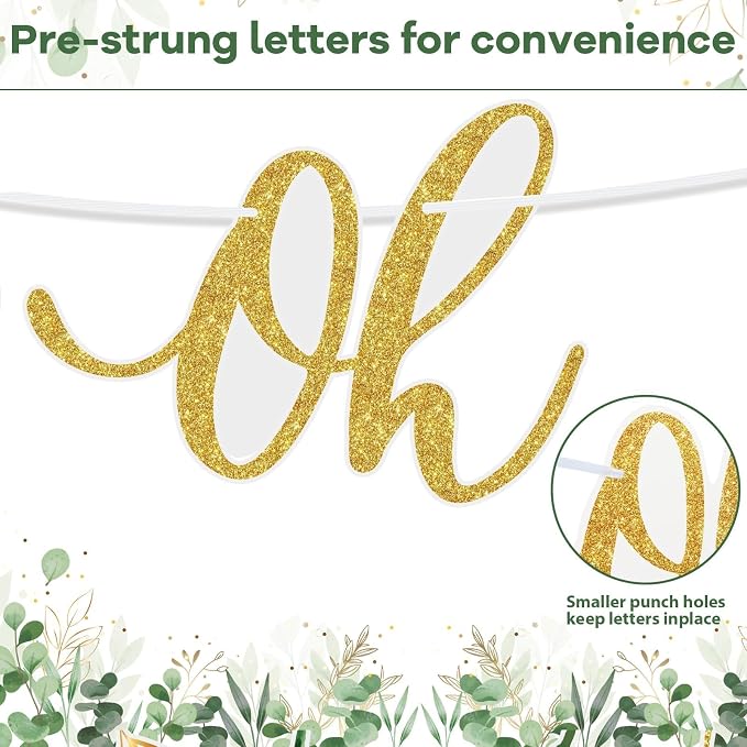 Greenery Baby Shower Banner Eucalyptus Leaves Oh Baby Tablecloth - Image 4