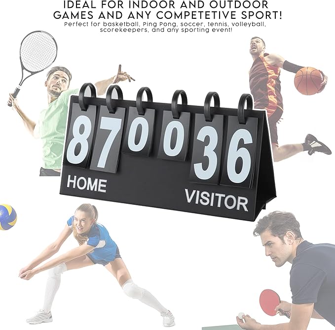 Upstreet Scoreboard/Score Keeper for Indoor & Outdoor Sports - Ping Pong/Baseball/Tennis/Basketball Scoreboard or Varsity Scoreboards/Volleyball Scorekeeper - Portable Scoreboard Flips up to 99