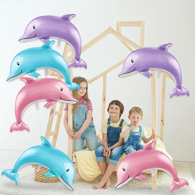 6 Pcs Dolphin Balloon 46 Inches Inflatable Dolphin Party Decorations Ocean - Image 7