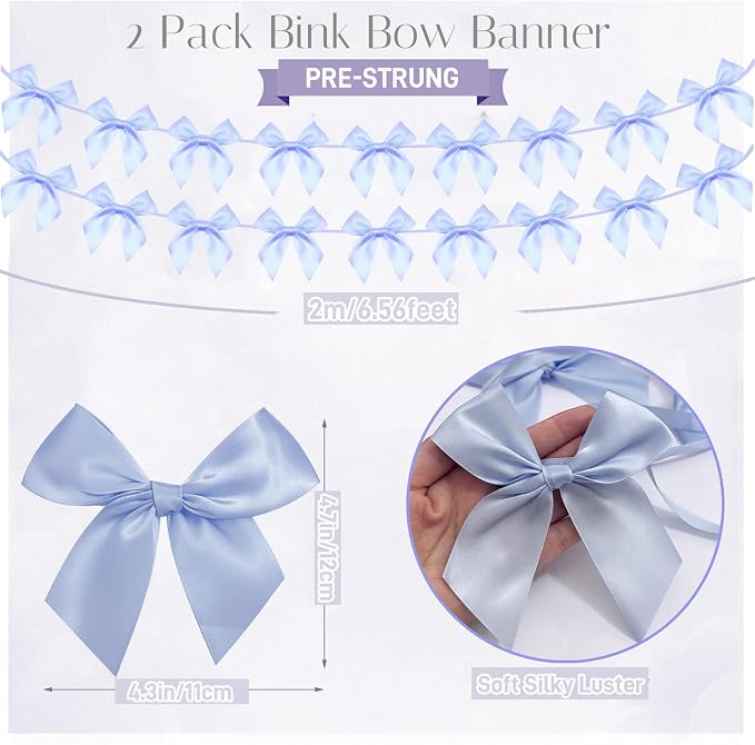 2pcs Bow Garland Banner, Ribbon Bow Party Decorations - Image 3