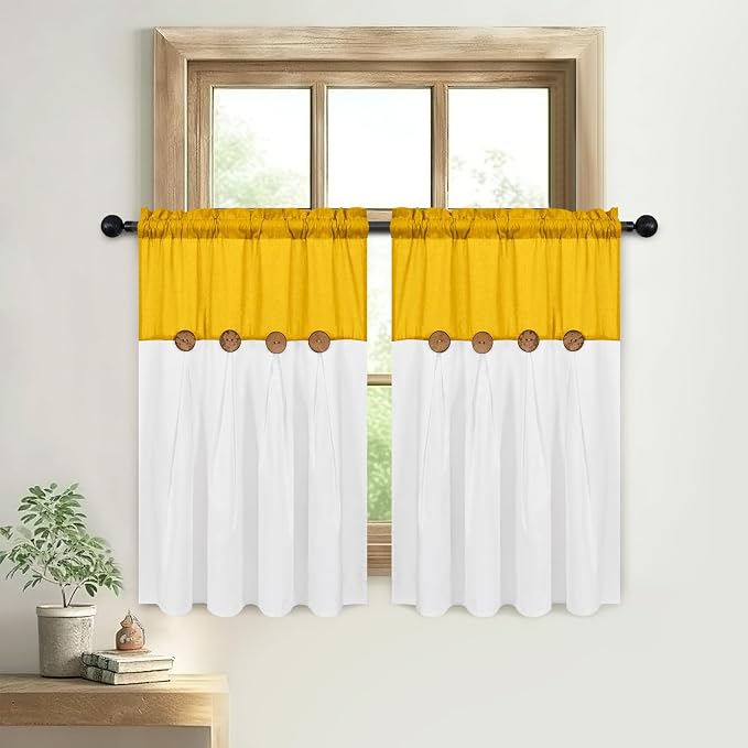 Farmhosue Kitchen Curtains 36 Inch Length, Rustic Cotton Linen Tier Curtains - Image 8