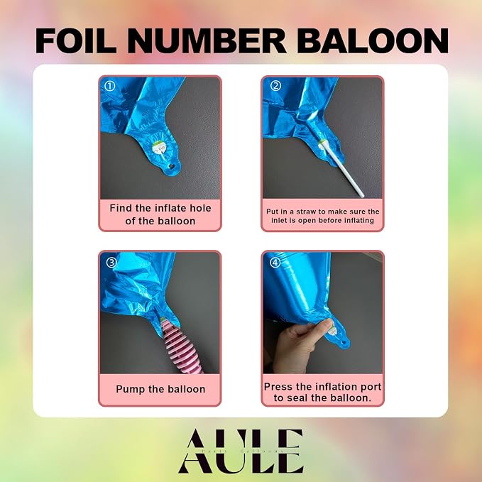 AULE 40 Inch 2 Blue Balloon Number Foil 0-9 Birthday Big Numbers | Birthday - Image 6