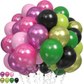 60PCS Black Pink Green Balloons, Hot Pink Dark Light Green Black Latex Balloon by Paready