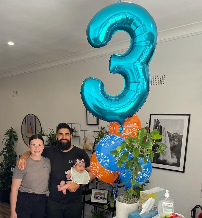 Light Blue Number 5 Balloon 40 Inch, 5th Birthday Decorations Men Women | Foil - Image 9