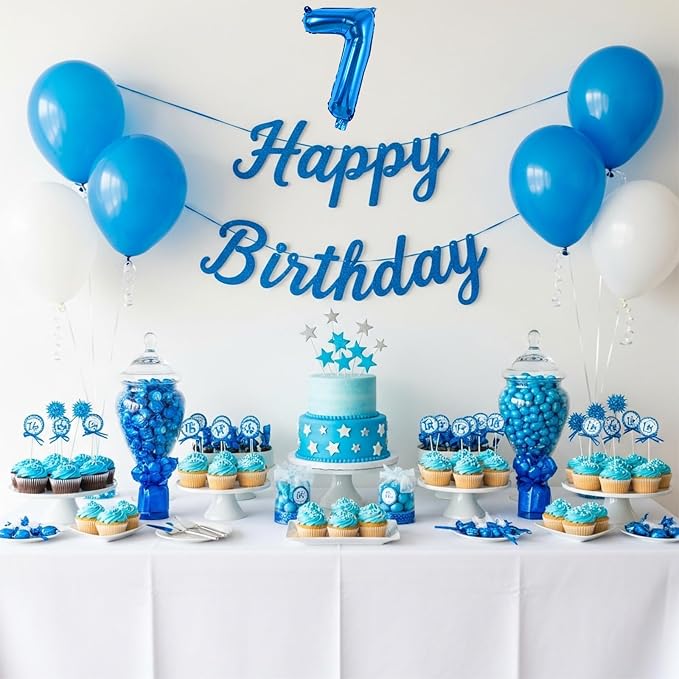 TONIFUL 20 Pcs Number Balloon 2 Set 16 Inch Blue 0-9 Numbers Balloons | Small - Image 5
