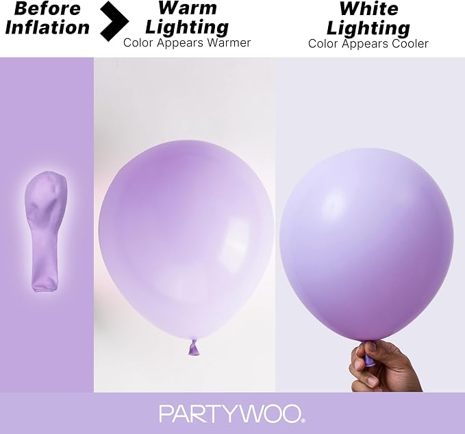 PartyWoo Lavender Balloons 99pcs Light Pastel Purple Lilac Color | 36 18 12 10 - Image 3