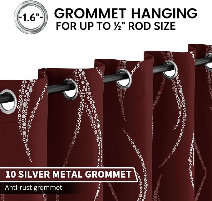 Yakamok Burgundy Blackout Curtains - Image 3