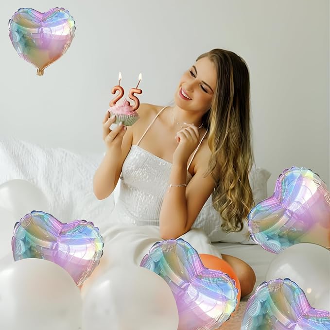 Silver Glitter Heart Ballloons, 18 Inch Bright Foil Love Heart Shaped Balloons - Image 3