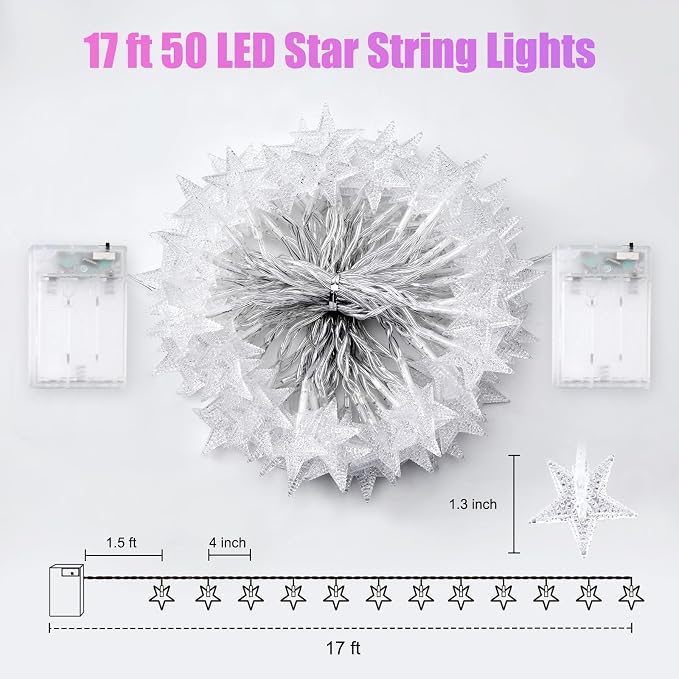 Minetom Star String Lights Battery Operated - Image 7