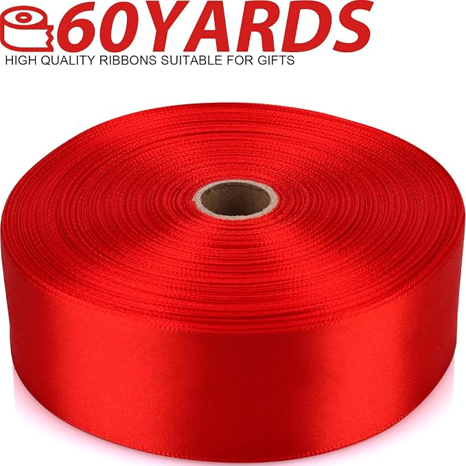 1-1/2 Inch 60 Yards Red Solid Satin Ribbon - Image 2