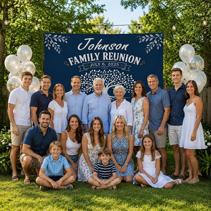 Personalized Family Reunion Banner Tree Design Custom - Image 2