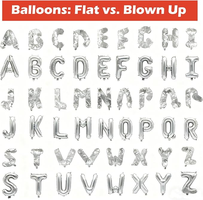 62 Pcs Silver Letter Balloons, Custom 2 Set A-Z Set - Image 4