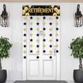 Blosssound Retirement Party Decoration Happy Black Gold Retirement Door Banner by Blosssound