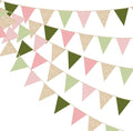 Sage Green Dusty Rose Pink Champagne Gold Pennant Banner Flag Hanging Glitter by pinkblume