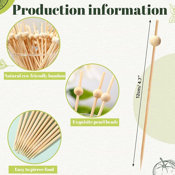 Reallnaive 600 Pcs Cocktail Pick Pearl Fancy Toothpick - Image 2