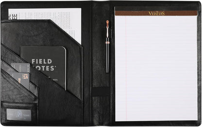 Genuine Leather Padfolio,Free Engraved Name, Personalized Leather Portfolio, A4 Document Folder Legal Pad Padfolio, Resume Folio for Men & Women