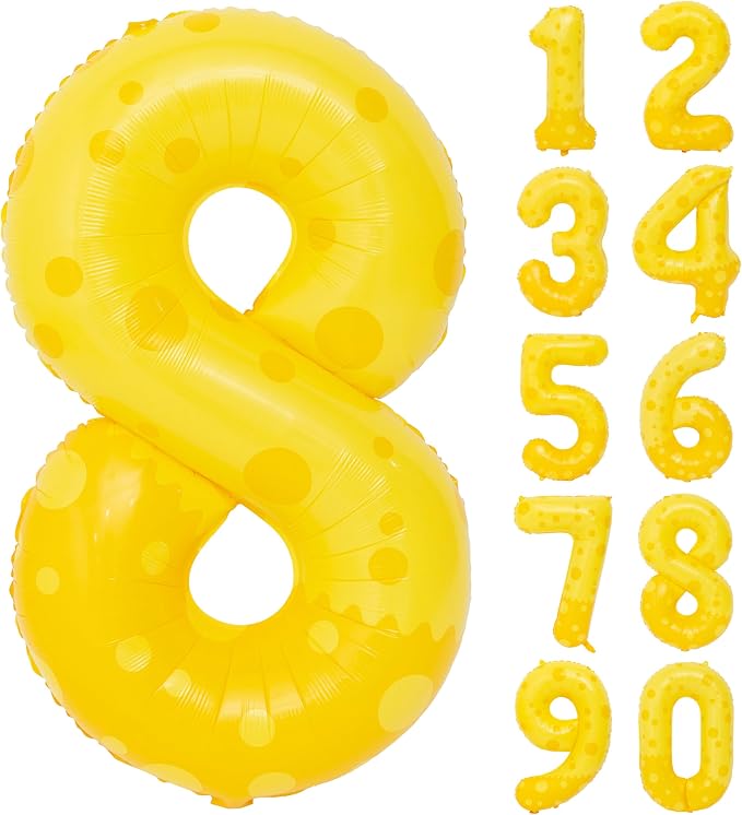 40in Yellow Polka Dot Number 8 Helium Foil Polyester Film Balloon Digital 8 | by Exquisitehighqualitypartydecorationstomeetyoureveryneed%EF%BC%81