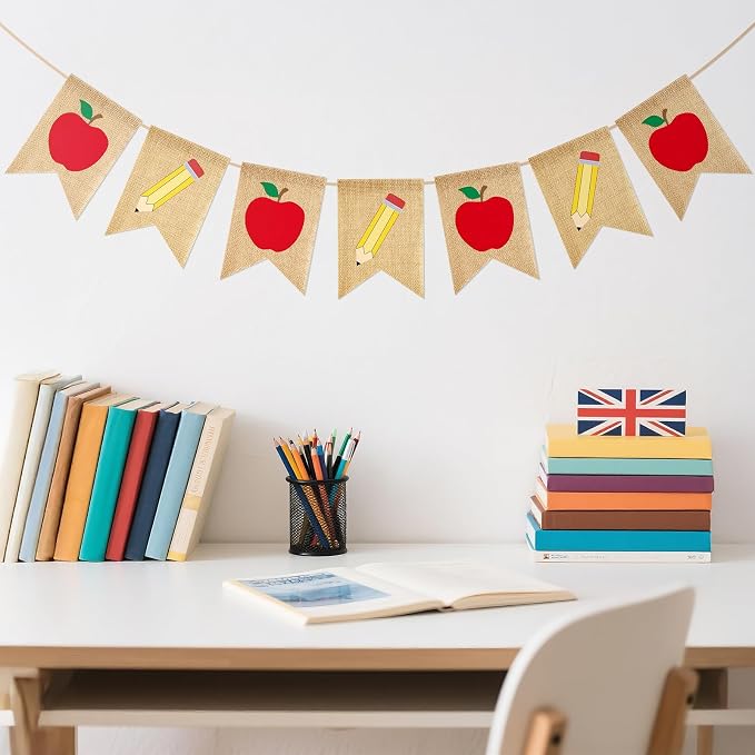 Back to School Burlap Banner NO DIY First Day of School Banner Pre-Strung | - Image 7