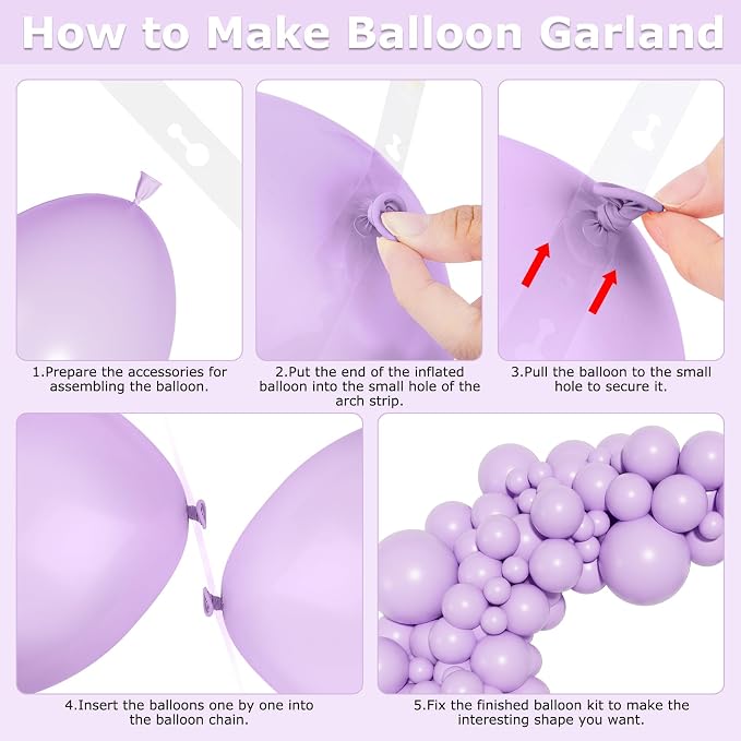 Amandir 153pcs Lavender Balloons Arch Garland Kit Different Sizes | 18 12 10 5 - Image 5