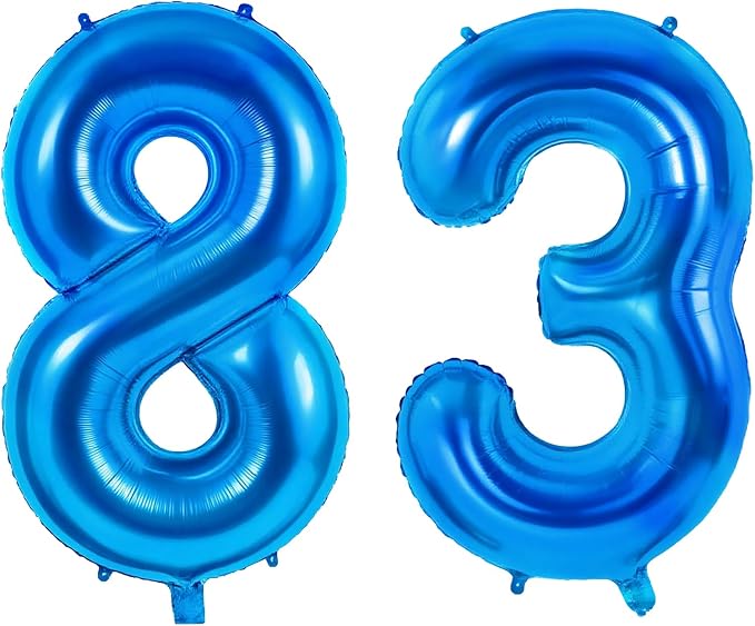 Number 83 Balloons for 83rd Birthday Party Decorations, 0-100 Large No.83 by Joycard