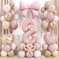 40 Inch Dusty Pink Balloon Number 8, Dusty Blush Pink Gold Cream Beige Latex by Jobkoo