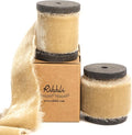 Ribbli Light Champagne Velvet Ribbon 1.5 Inch Handmade Frayed Christmas Ribbon for Gift Wrapping Christmas Tree Ornament Wreath Craft Home Decor -Total 3 Yards with Wooden Spool