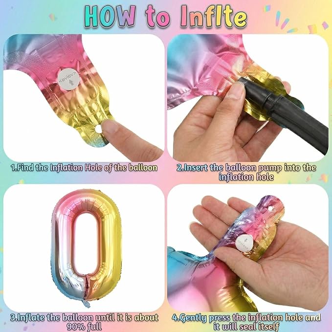 Rainbow Ombre Number 10 Balloon 40 Inch Pastel Foil Decor - Image 5
