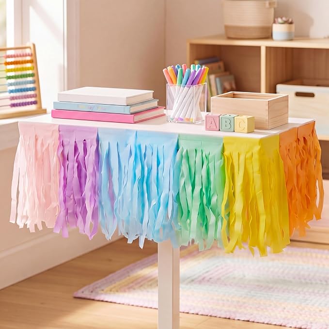 Teacher Table Garland Decor Teacher Standing Rolling Desk Pastel Skirt Decor by Ferrochef