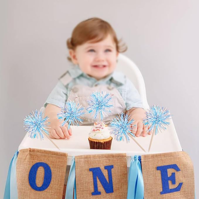 30 PCS Foil Firework Cupcake Toppers Happy Birthday Cupcake Toppers Sparkle - Image 7