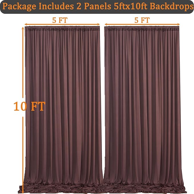 10ft x 10ft Wrinkle Free Brown Backdrop Curtains - Image 7