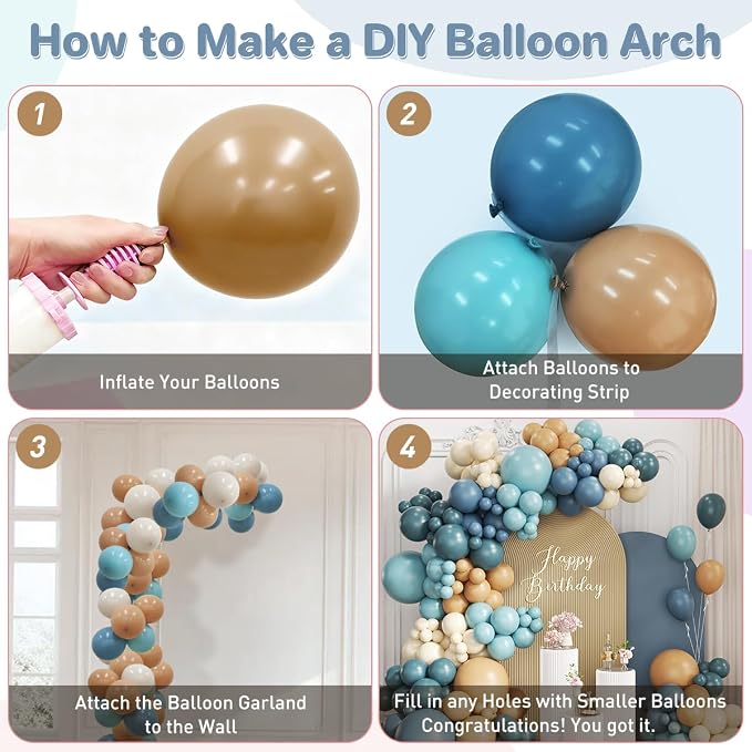 Dusty Blue Camel White Balloon Garland Arch Kit - Image 3