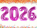 2026 Rosy Purple Balloon Numbers 40 Inch, Nye Decor Party Decorations Happy New by Upgesy