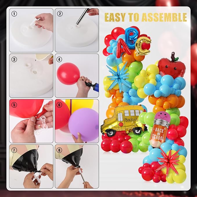 2 Sets Back to School Decorations Adjustable Balloons Column Stand Kit - Image 5