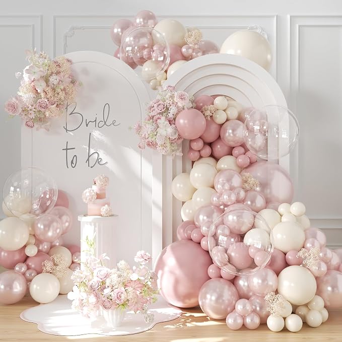 CROSSFINGERS Pearl Dusty Pink Balloon Garland Arch Kit Wedding Decorations | by CROSSFINGERS