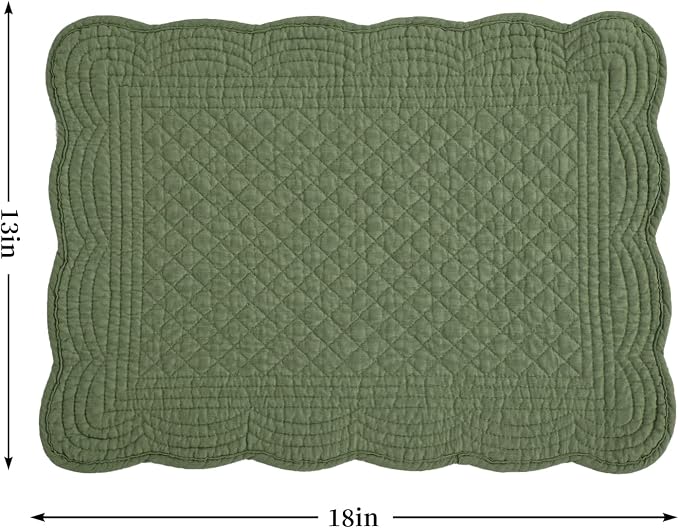 HOMBYS Quilted Placemats Set of 6 Washable-13x18 inches Rectangular Placemats - Image 2