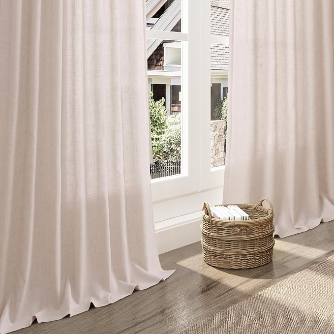 Natural White Linen Curtains 84 Inch Length - Image 5