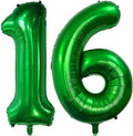 Number 16 Dark Green Balloons 40 Inch Giant Green 16 Numer Foil Helium Balloons by LHOAVWE