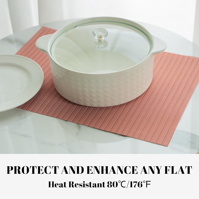 Placemats Set of 6 Vinyl/Plastic Woven Place Mats - Image 5