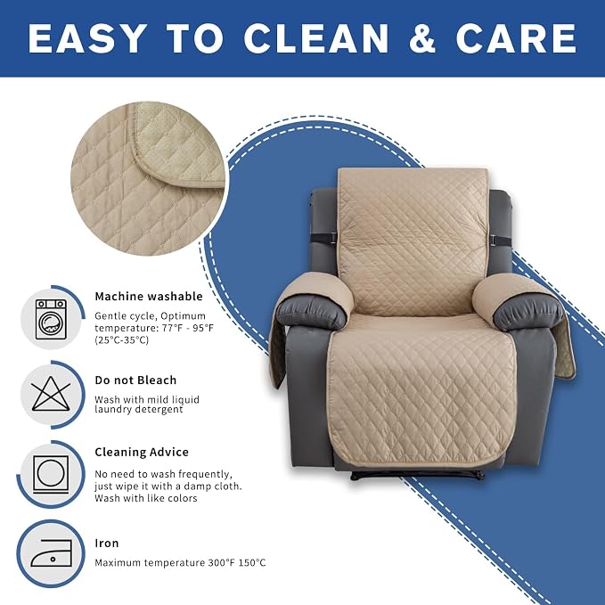 XINEAGE Water Resistant Recliner Cover, Nonslip Recliner Chair Covers - Image 7