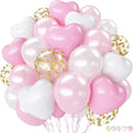 Pink Balloons, 12 Inch Double Stuffed & Gold Confetti Balloon by TAOYE