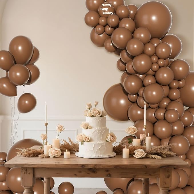 Ouddy Party 129Pcs Brown Balloons Different Sizes 18 12 10 5 Inch, Latex - Image 5